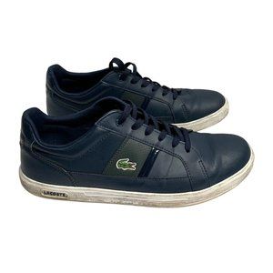 Lacoste Mens Size 10.5 Europa Navy Blue Lace Tie Up Shoes Sneakers